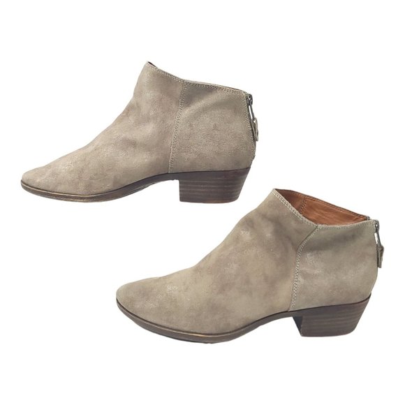 Lucky Brand Bremma Suede Leather Ankle Boots Size US 10 EU 40 Back Zip Taupe - Picture 9 of 11